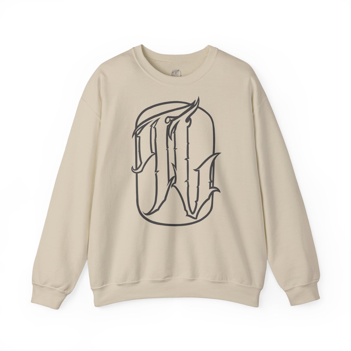 sand sweatshirt with a text design on the front, front