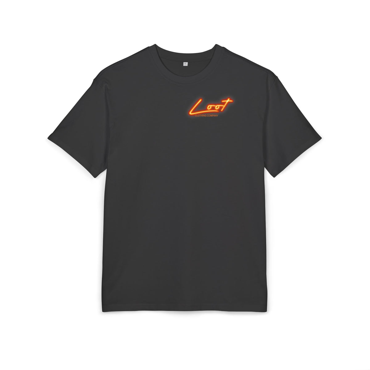 Oversize Tee — Retro 'Lost' Logo Chest Graphic, White Casual Streetwear