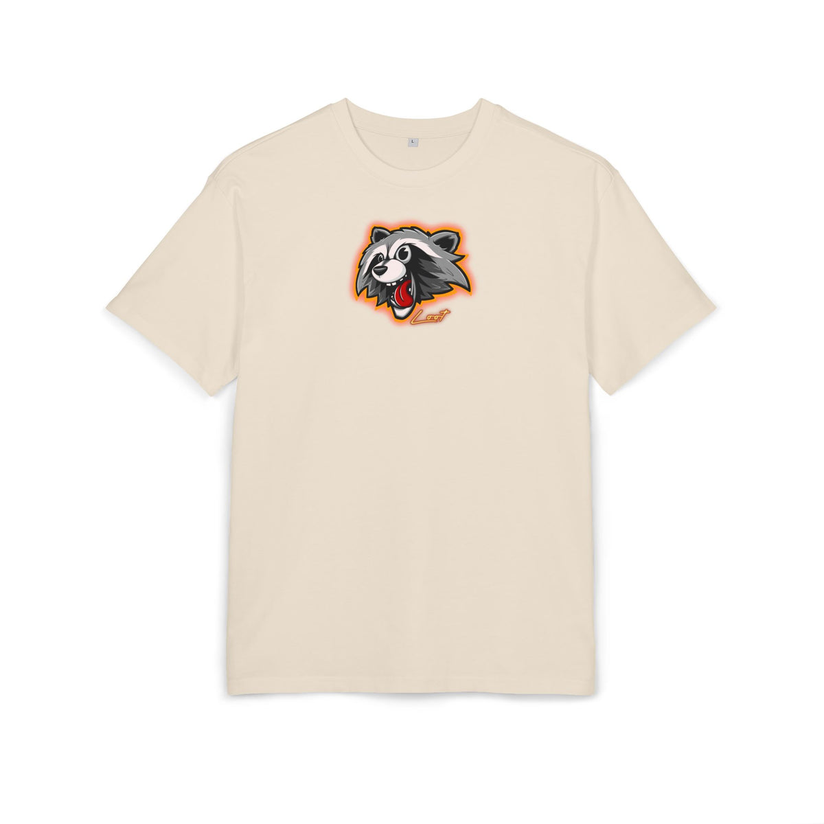 Raccoon Mascot Oversized Tee — Playful Cartoon Animal Graphic