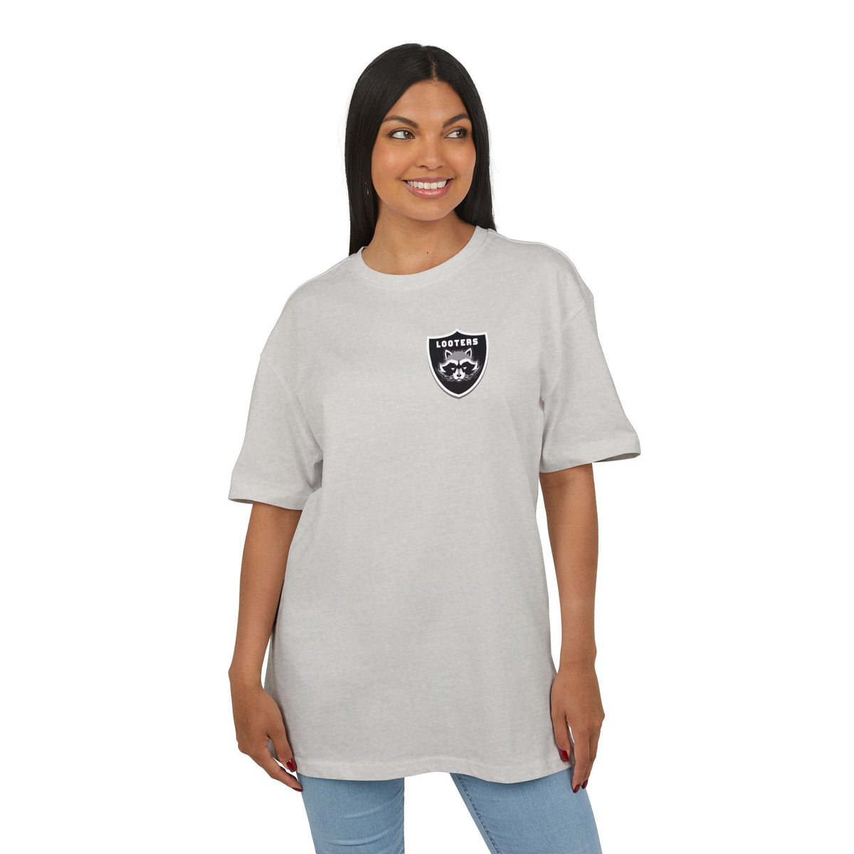 Oversized Tee — 'Losers' Shield Minimal Graphic Chest Tee