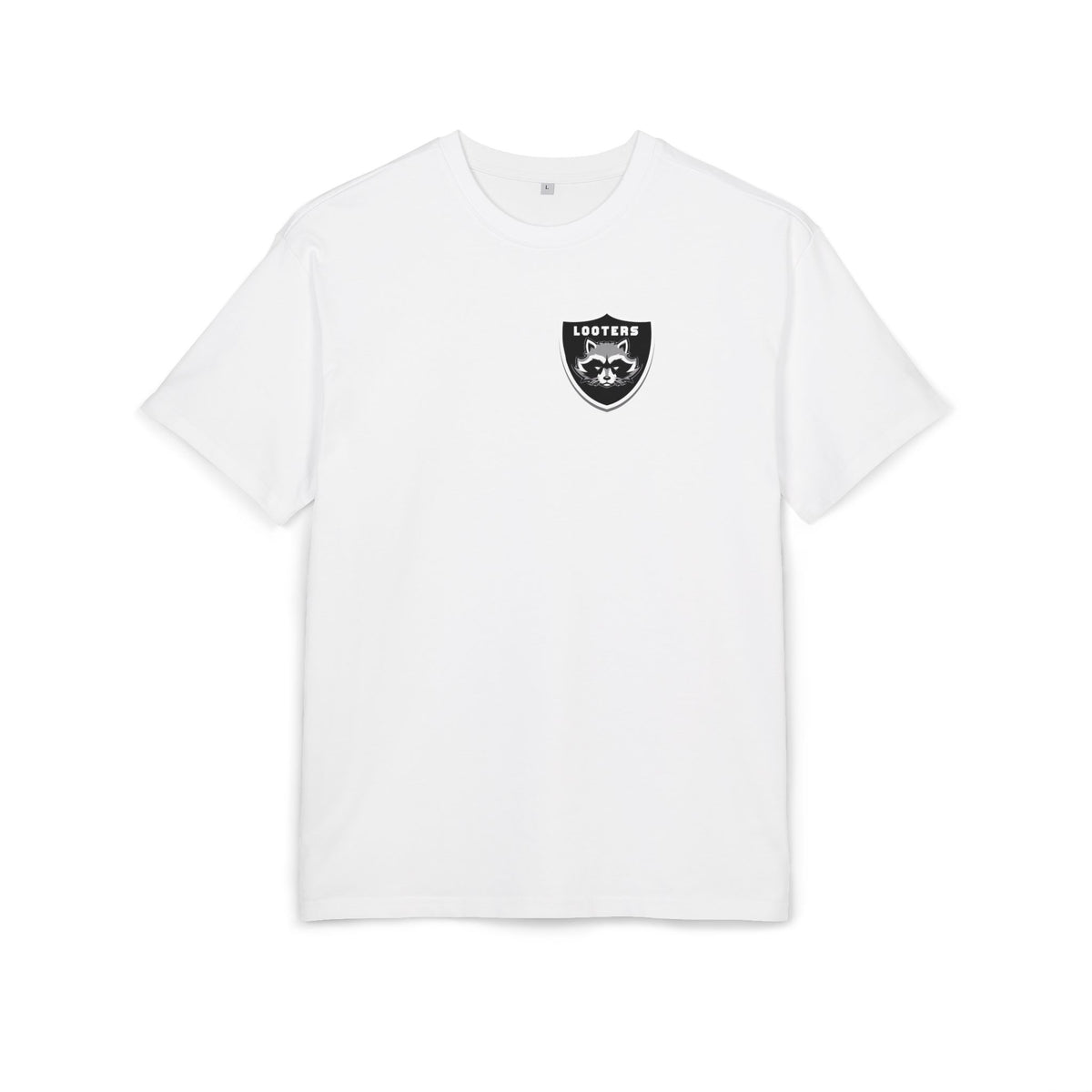 Oversized Tee — 'Losers' Shield Minimal Graphic Chest Tee