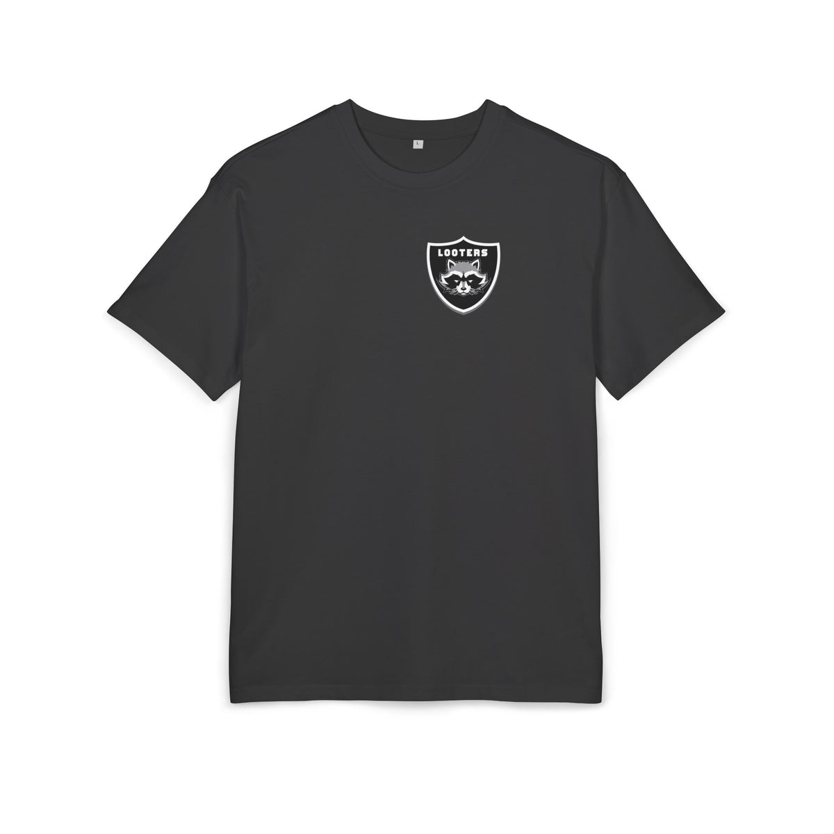 Oversized Tee — 'Losers' Shield Minimal Graphic Chest Tee