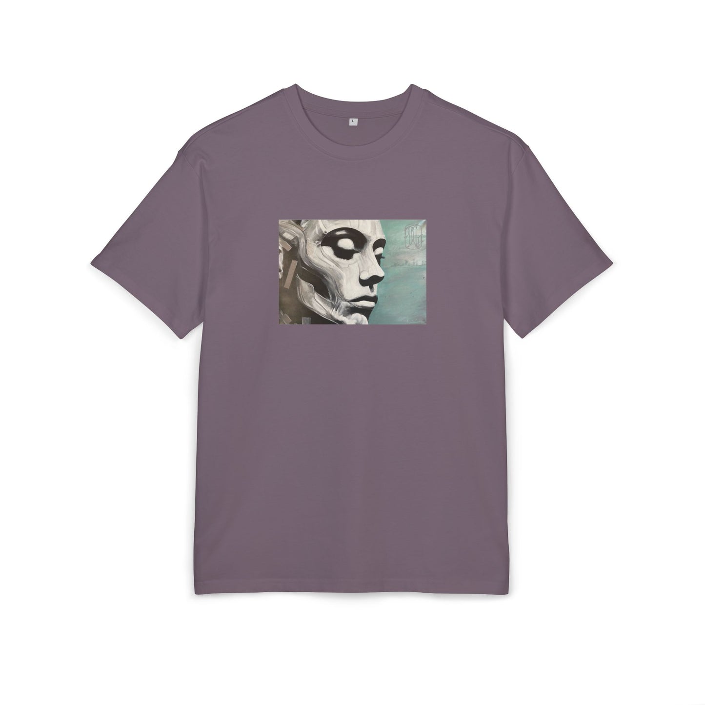 Magnet t-shirt with a graphic print of a person's face on the chest on white background, front