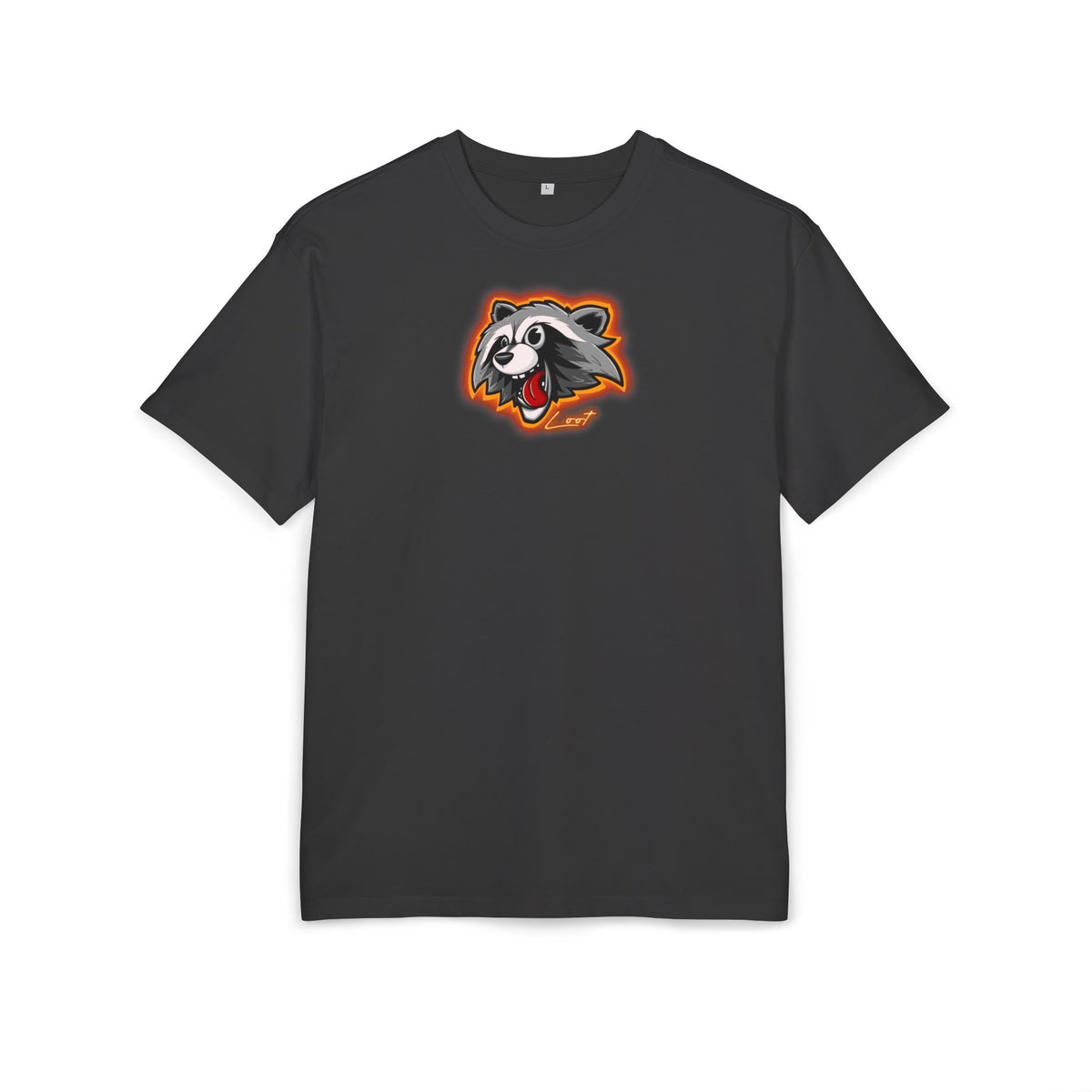 Raccoon Mascot Oversized Tee — Playful Cartoon Animal Graphic
