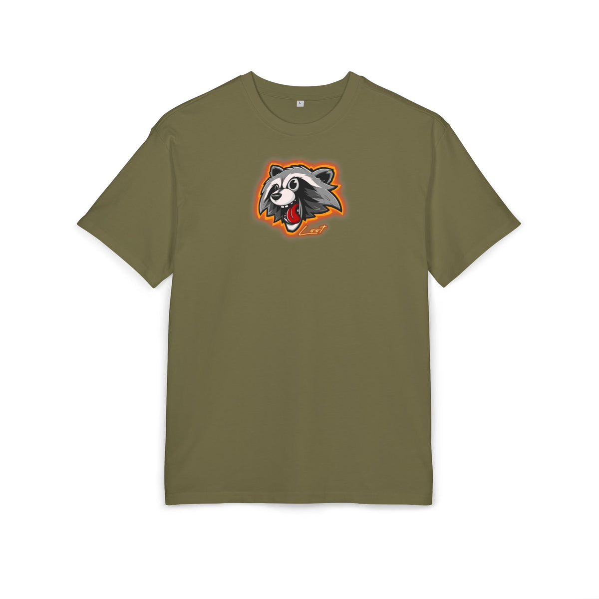 Raccoon Mascot Oversized Tee — Playful Cartoon Animal Graphic
