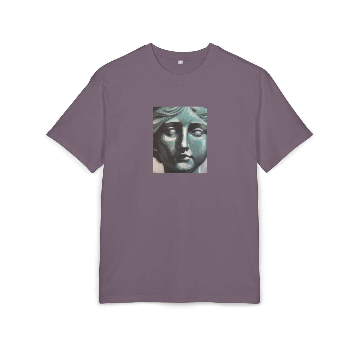 magnet oversized t-shirt with a front print of a sculpted face, front