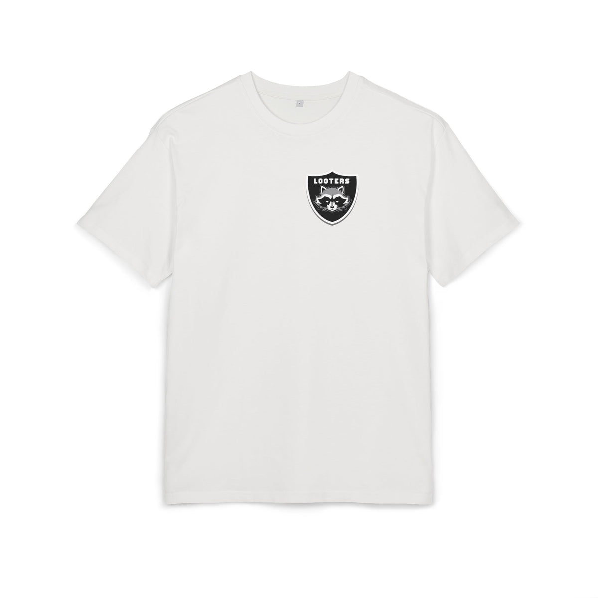 Oversized Tee — 'Losers' Shield Minimal Graphic Chest Tee